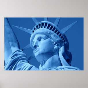 Poster Cartaz do Estátua da Liberdade em Pop Art Azul