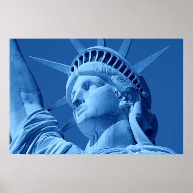 Poster Cartaz do Estátua da Liberdade em Pop Art Azul (Frente)