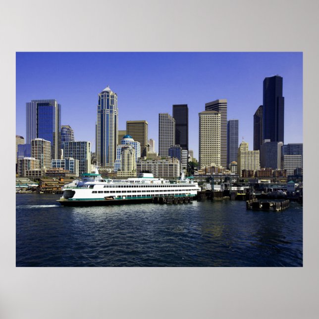 Póster Cartaz do Ferry e Edifícios de Seattle (Frente)