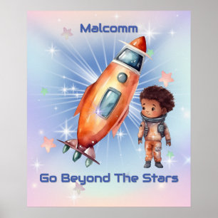 Poster Cartaz do Foguete do Astronauta Pequenino Fofo