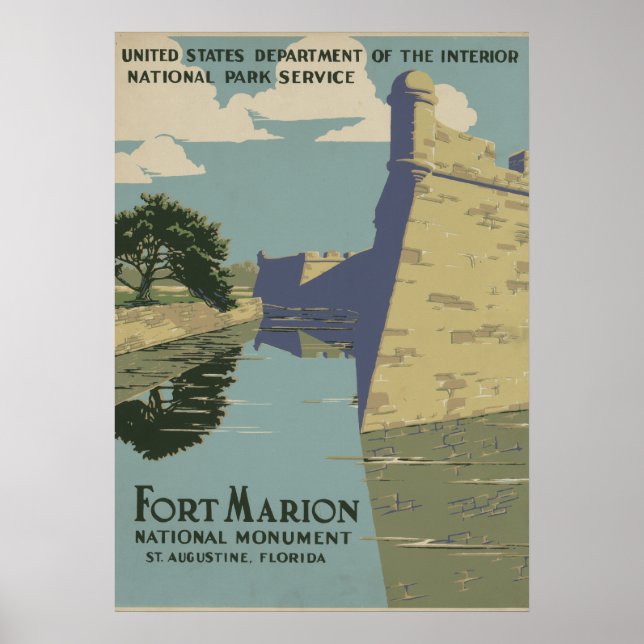 Póster Cartaz do Forte Espanhol de St. Augustine Flórida (Frente)