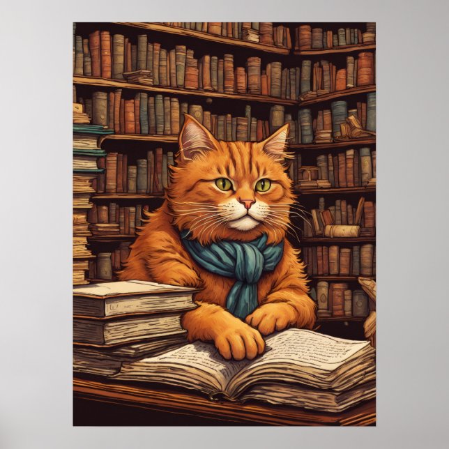 Poster cartaz do gato da biblioteca #17 (Frente)