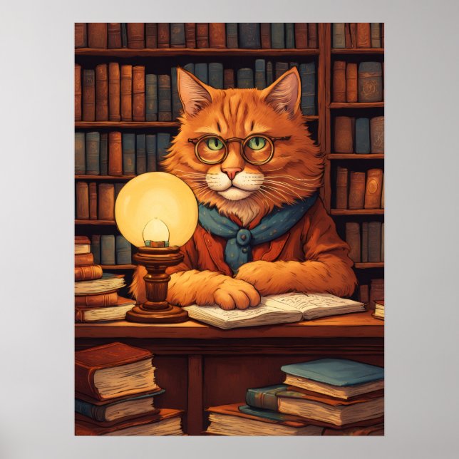 Poster cartaz do gato da biblioteca #9 (Frente)