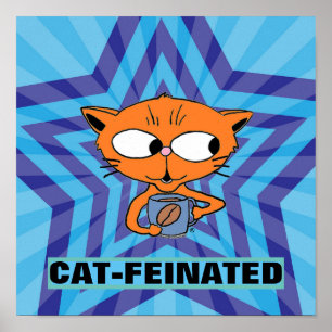 Poster Cartaz do Gato de Café de Desenho Animado Gato-fei
