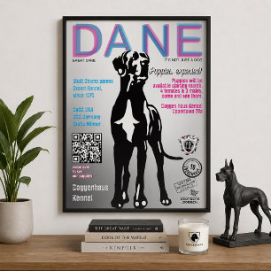 Póster Cartaz do Grande Danês para Vendedor de Filhotes