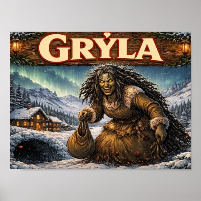 Poster Cartaz do Gryla islandês yule lad (Frente)