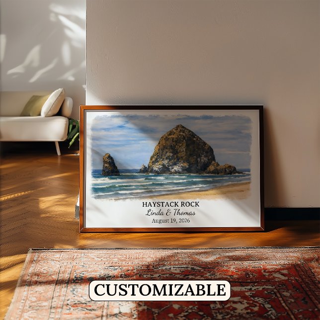 Poster Cartaz do Haystack Rock Oregon, Personalizado Cann (Criador carregado)