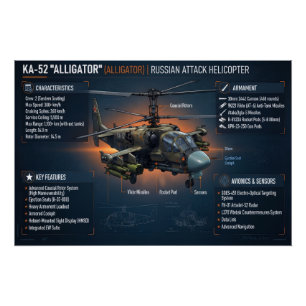 Póster Cartaz do Helicóptero de Ataque Russo KA-52