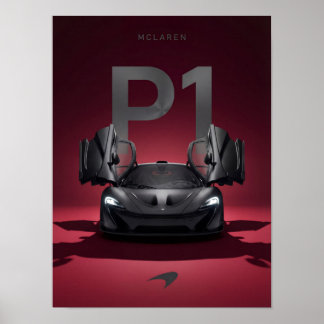 Poster Cartaz do Hipercarro McLaren P1 - Supercarro Preto