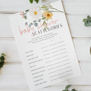 Poster Cartaz do Jogo Scattergories para Chá de Bebê Litt