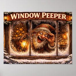 Poster Cartaz do Jovem Natal Islandês Espia pela Janela