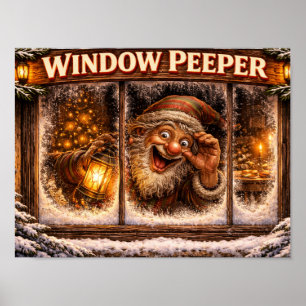 Poster Cartaz do Jovem Natal Islandês Espia pela Janela