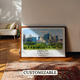 Poster Cartaz do Kansas City Kansas, Aquarela, Personaliz