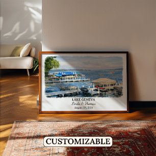 Poster Cartaz do Lago Genebra Wisconsin, Aquarela, Person