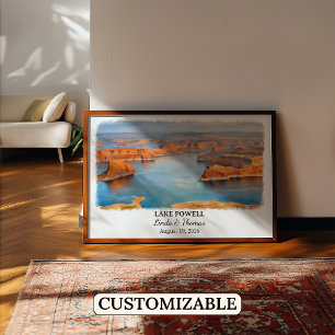 Poster Cartaz do Lago Powell Utah, Aquarela, Personalizad