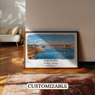 Poster Cartaz do Lago Powell Utah, Aquarela, Personalizad