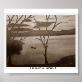 Póster cartaz do lago preto e branco