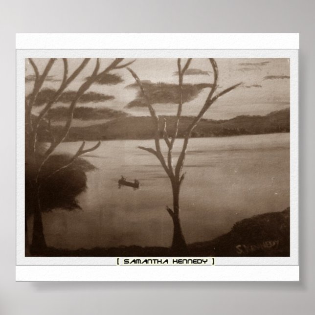 Póster cartaz do lago preto e branco (Frente)