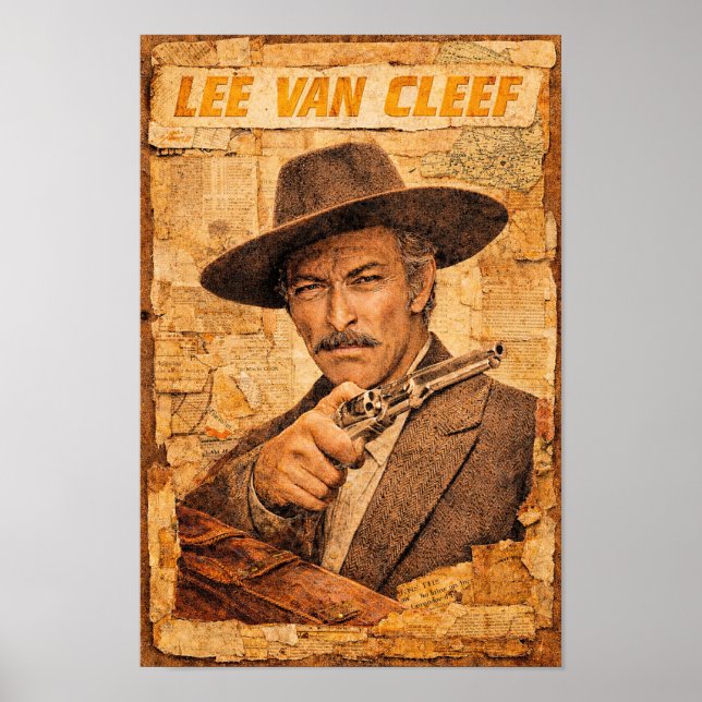 Poster Cartaz do Lee Van Cleef com um Revólver (Frente)