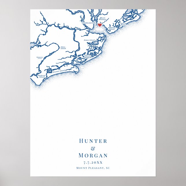 Poster Cartaz do Livro de Visitas de Casamento Mapa de Mo (Frente)