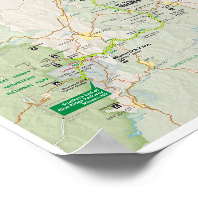 Poster cartaz do mapa Blue Ridge Parkway 2026 (Borda)