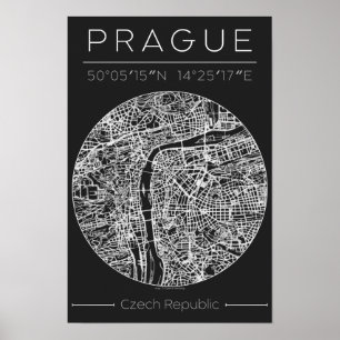 Poster Cartaz do Mapa da Cidade de Carvão de Praga – Arte