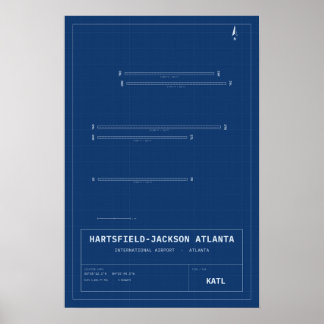 Poster Cartaz do Mapa da Pista do Aeroporto ATL de Atlant