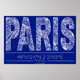 Poster Cartaz do Mapa de Tipografia do Plano de Paris – H