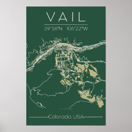 Poster Cartaz do Mapa do Vail Colorado Edição Montanha Mi