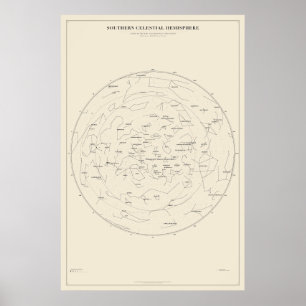 Poster Cartaz do Mapa Estelar do Céu do Sul