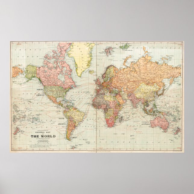 Poster Cartaz do Mapa Geral do Mundo (Frente)