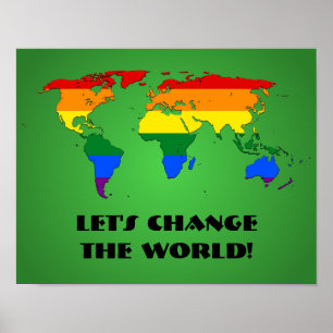 Poster Cartaz do mapa mundial da orgulho arco-íris LGBT