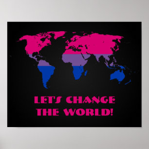 Poster Cartaz do mapa mundial do orgulho bissexual