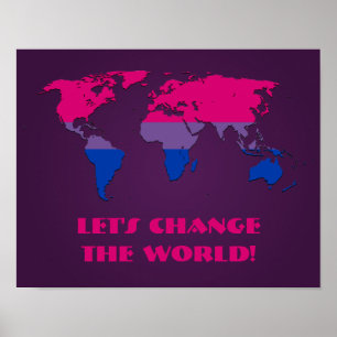Poster Cartaz do mapa mundial do orgulho bissexual