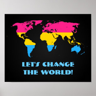 Poster Cartaz do mapa mundial do orgulho pansexual
