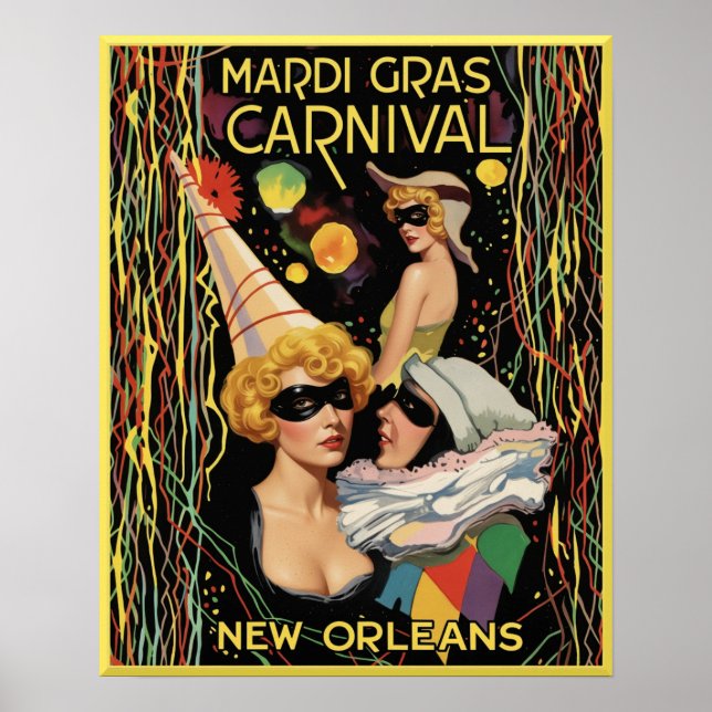 Poster Cartaz do Mardi Gras Nova Orleans.   (Frente)