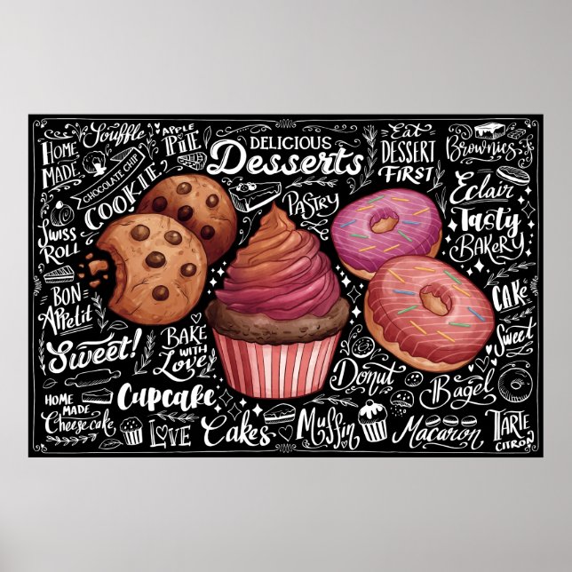Poster Cartaz do Menu de Sobremesas (Frente)