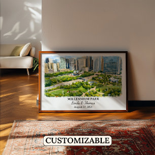 Poster Cartaz do Millennium Park Illinois Chicago Aquarel