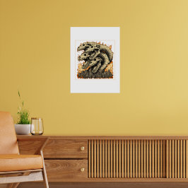 Poster Cartaz do Monstro Gigante Esquelético Kaiju na Cid