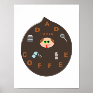 Póster Cartaz do Monstro Pai Engraçado que Ama Café