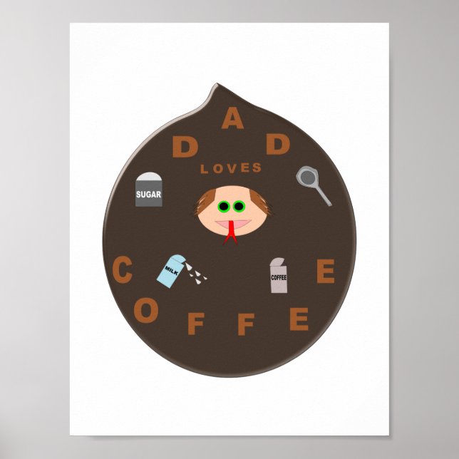 Póster Cartaz do Monstro Pai Engraçado que Ama Café (Frente)