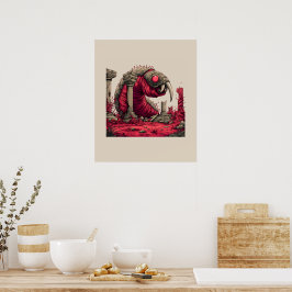 Poster Cartaz do Monstro Verme Alienigena Vermelho Gigant