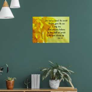 Poster Cartaz do Narciso Amarelo João 3:16 Porque Deus Am