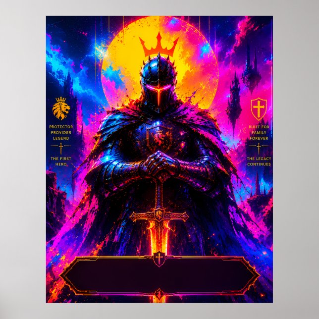 Poster Cartaz do Pai Protetor Neon (Frente)