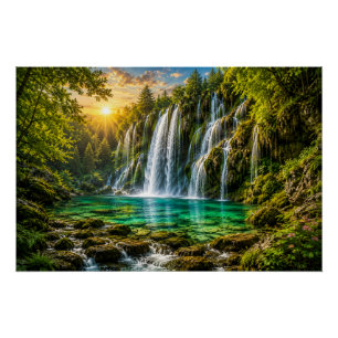 Póster Cartaz do Paraíso da Cachoeira Esmeralda