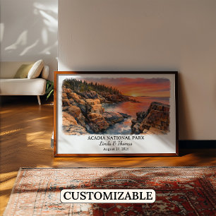 Poster Cartaz do Parque Nacional Acadia Maine, Aquarela