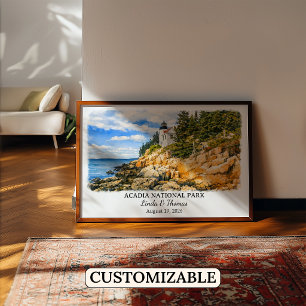 Poster Cartaz do Parque Nacional Acadia Maine, Aquarela
