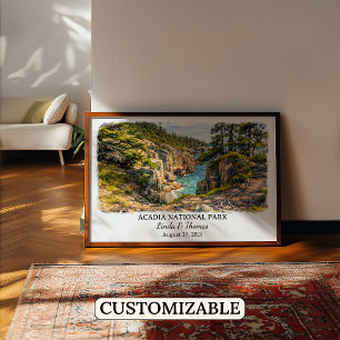 Poster Cartaz do Parque Nacional de Acadia Maine, Aquarel