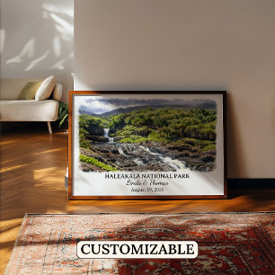 Poster Cartaz do Parque Nacional Haleakalā no Havaí, Aqua