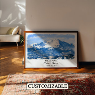 Poster Cartaz do Pikes Peak Colorado, Aquarela, Personali